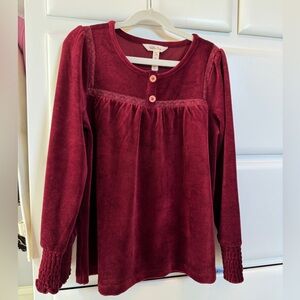 Matilda Jane Sz 14 burgundy velour shirt top. Excellent used condition.